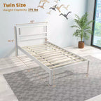 Costway Letto a Piattaforma in Legno Matrimoniale/Una Piazza e Mezza/Matrimoniale Grande con 12 Doghe, Testiera e Contenitore Sottoletto, Bianco
