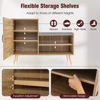 Costway Scarpiera 2 in 1 in Rattan con Panchina, 3 Ripiani Regolabili e Gambe in Legno Massello di Pino