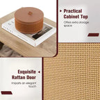 Costway Scarpiera 2 in 1 in Rattan con Panchina, 3 Ripiani Regolabili e Gambe in Legno Massello di Pino