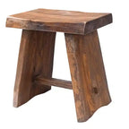 Sgabello da doccia e vasca rustico in teak nordico con sedile curvo - Marrone