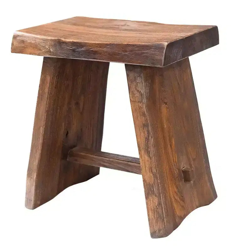 Sgabello da doccia e vasca rustico in teak nordico con sedile curvo - Marrone