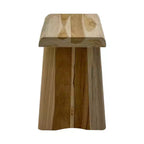 Sgabello da doccia e vasca rustico in teak nordico con sedile curvo - Marrone