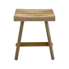 Sgabello da doccia e vasca rustico in teak nordico con sedile curvo - Marrone