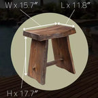 Sgabello da doccia e vasca rustico in teak nordico con sedile curvo - Marrone