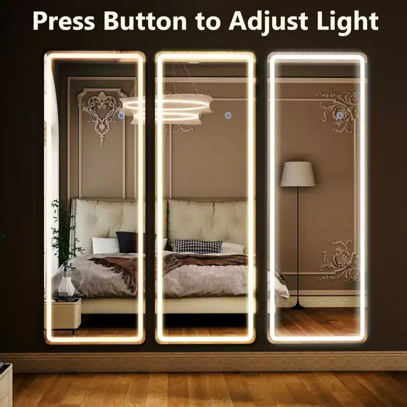 BEAUTYPEAK Specchio da Parete a LED Rettangolare a Figura Intera