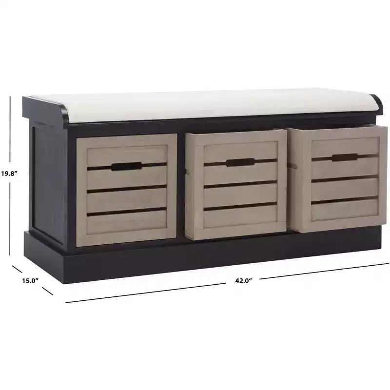 Panca portaoggetti Briar a 3 cassetti con cuscino - BCH5700 - Safavieh