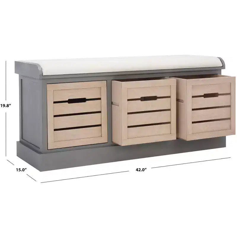 Panca portaoggetti Briar a 3 cassetti con cuscino - BCH5700 - Safavieh