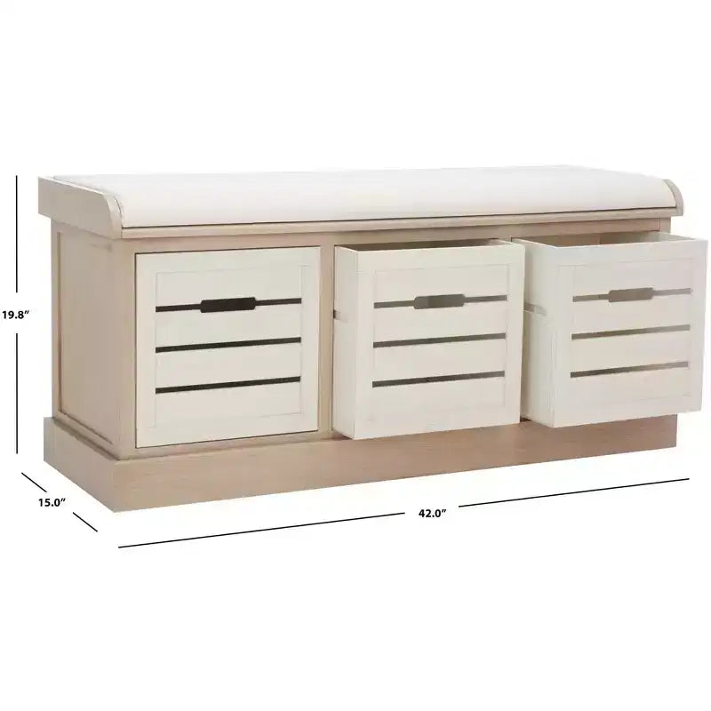 Panca portaoggetti Briar a 3 cassetti con cuscino - BCH5700 - Safavieh