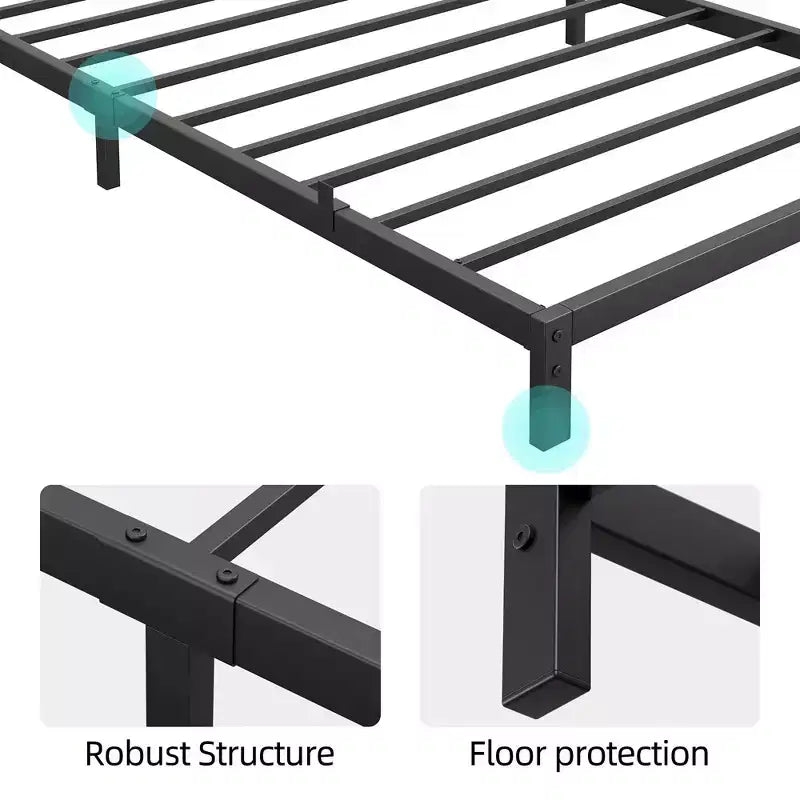 Struttura letto Whizmax da 8 pollici Queen/Full/Twin, base letto a piattaforma bassa in metallo, supporto materasso, senza rumore, facile montaggio, nera