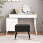 Costway Sgabello Ottomano in Velluto per Toeletta con Contenitore Gambe in Legno Massello Top Ribaltabile per Ingresso Grigio/Beige/Nero