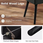 Costway Sgabello Ottomano in Velluto per Toeletta con Contenitore Gambe in Legno Massello Top Ribaltabile per Ingresso Grigio/Beige/Nero