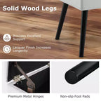 Costway Sgabello Ottomano in Velluto per Toeletta con Contenitore Gambe in Legno Massello Top Ribaltabile per Ingresso Grigio/Beige/Nero
