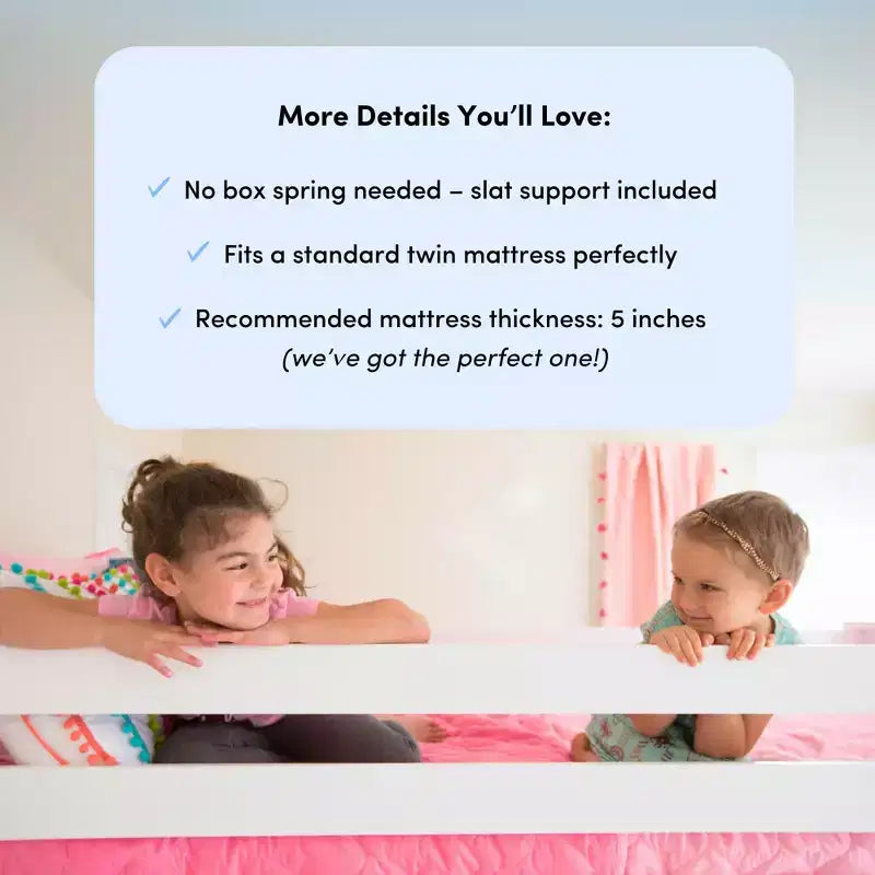 Letto a castello Max & Lily con scaletta laterale e letto estraibile, struttura letto a una piazza e mezzo per bambini