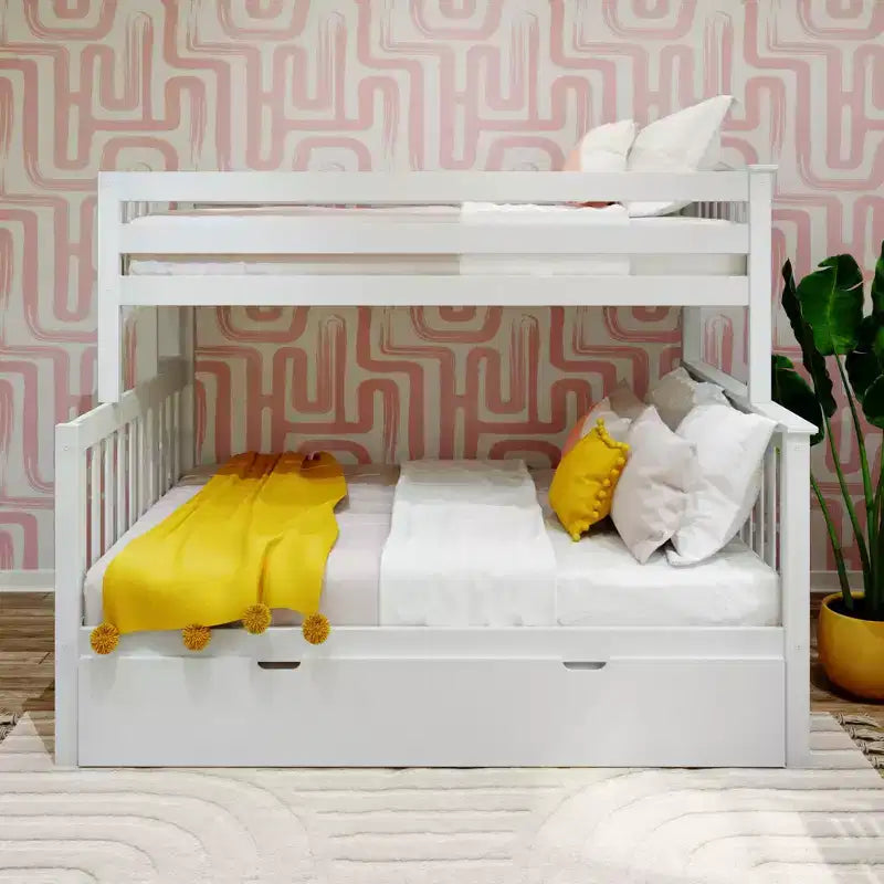 Letto a castello Max & Lily con scaletta laterale e letto estraibile, struttura letto a una piazza e mezzo per bambini