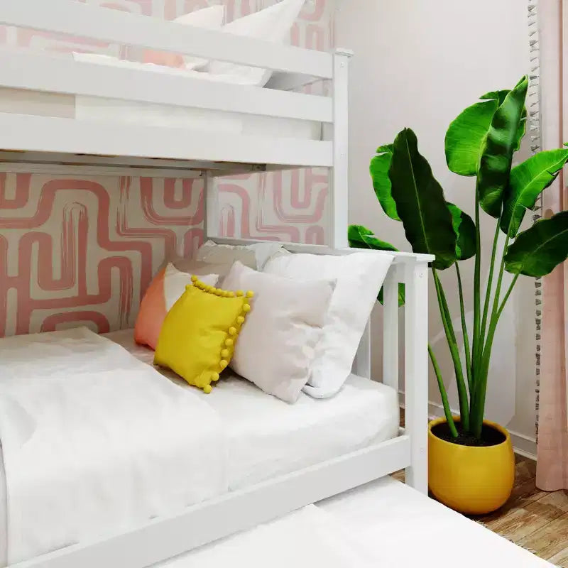 Letto a castello Max & Lily con scaletta laterale e letto estraibile, struttura letto a una piazza e mezzo per bambini
