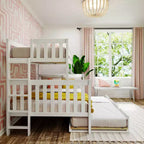 Letto a castello Max & Lily con scaletta laterale e letto estraibile, struttura letto a una piazza e mezzo per bambini