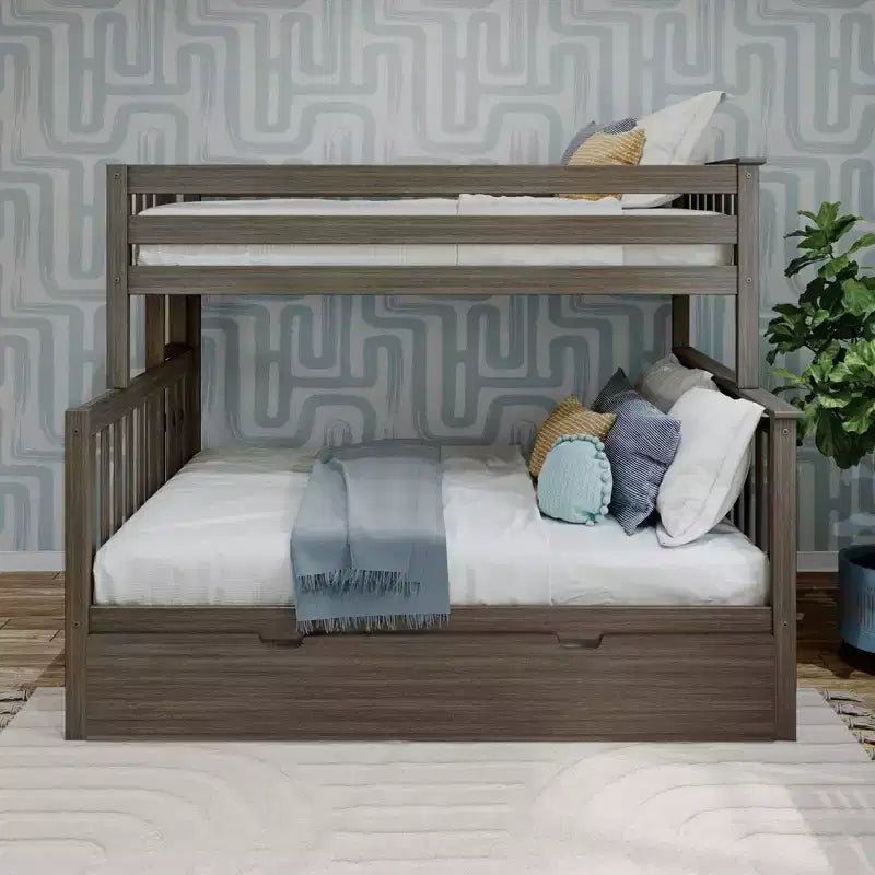 Letto a castello Max & Lily con scaletta laterale e letto estraibile, struttura letto a una piazza e mezzo per bambini