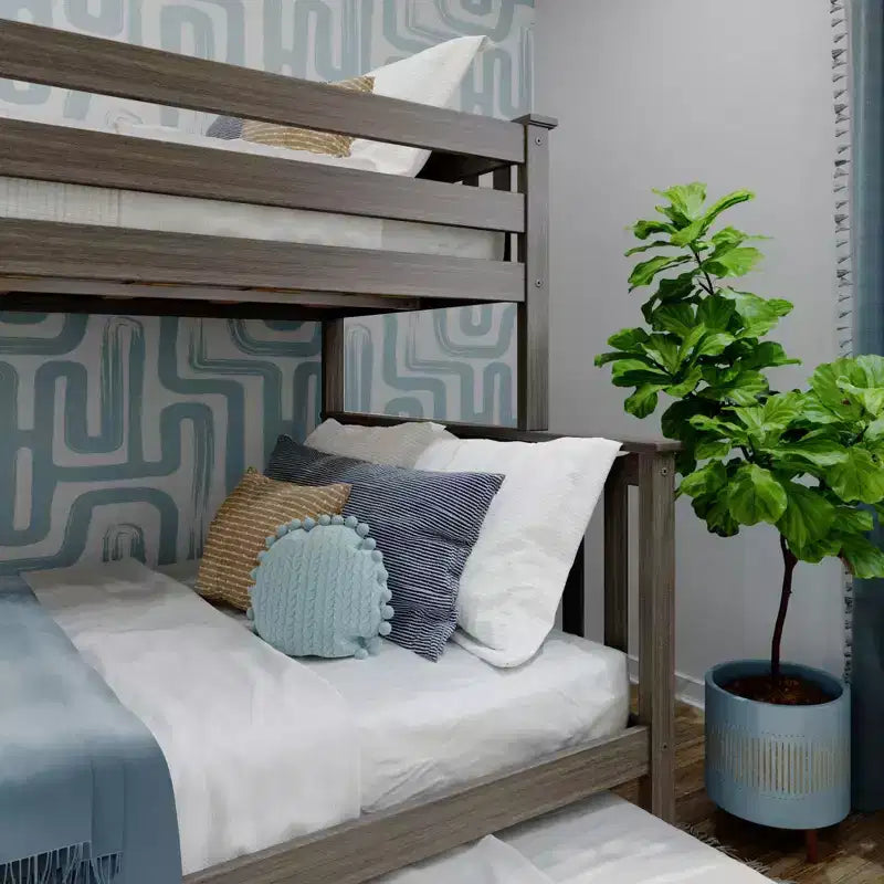 Letto a castello Max & Lily con scaletta laterale e letto estraibile, struttura letto a una piazza e mezzo per bambini