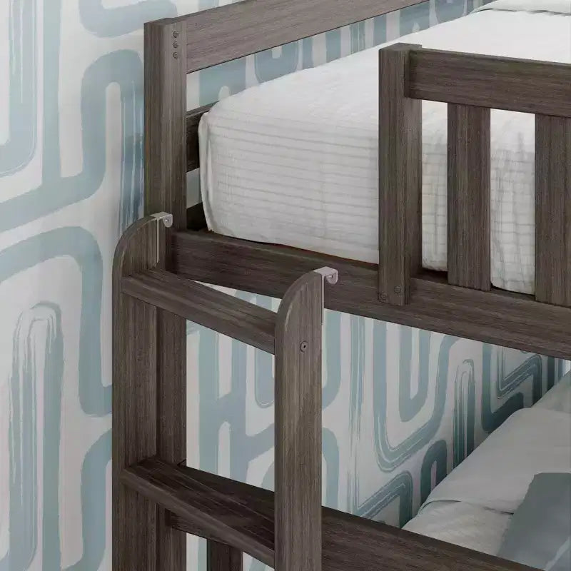 Letto a castello Max & Lily con scaletta laterale e letto estraibile, struttura letto a una piazza e mezzo per bambini