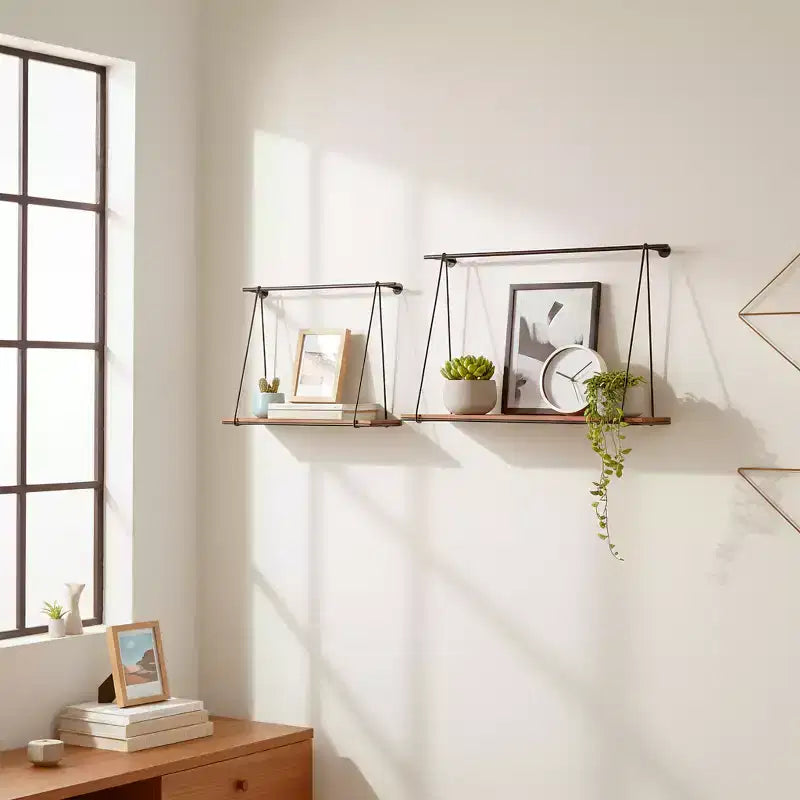 Vasi Moderni in Resina con Gambe in Legno - Contenitori Decorativi per Piante da Interno ed Esterno per l'Arredamento di Casa e Giardino - Set da 2 - 12 e 10 pollici, Neri