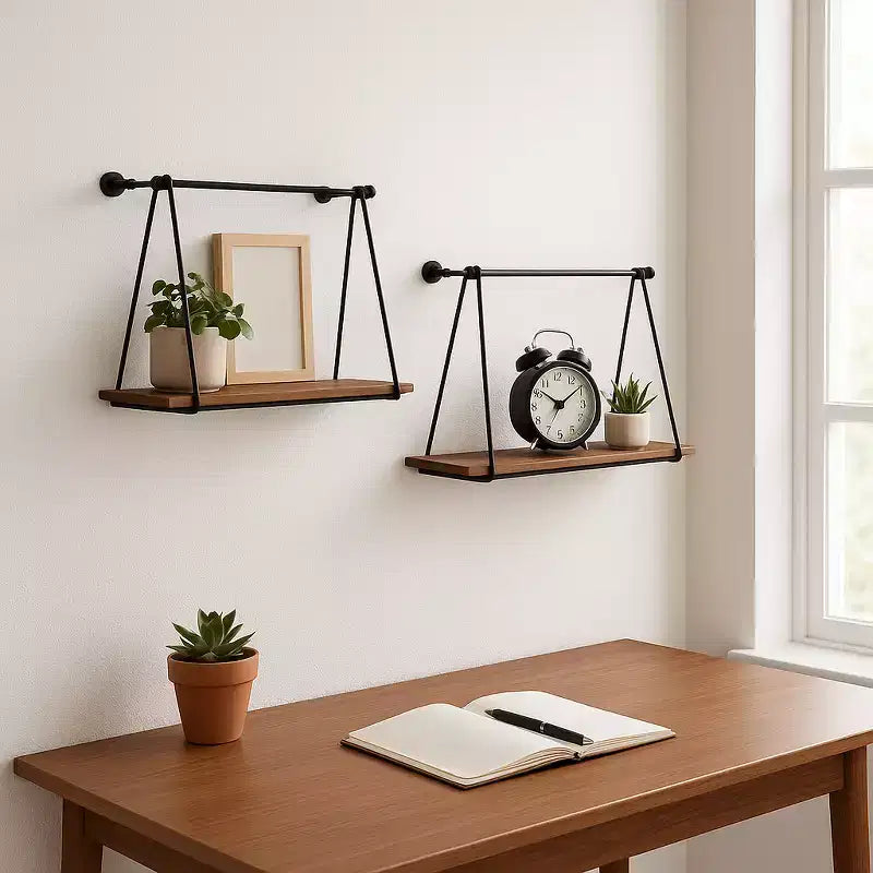 Vasi Moderni in Resina con Gambe in Legno - Contenitori Decorativi per Piante da Interno ed Esterno per l'Arredamento di Casa e Giardino - Set da 2 - 12 e 10 pollici, Neri