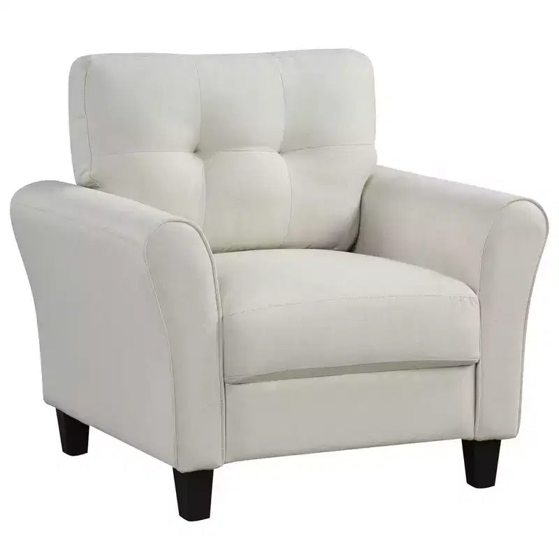 Costway 1/2 PCS Upholstered Modern Accent Chair Mid-Century Armchair with Rubber Wood Legs Beige