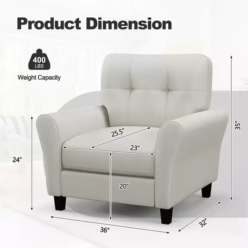 Costway Sedia imbottita moderna/poltrona per accentuare l'arredamento 1 o 2 pz, poltroncina stile Mid-Century con gambe in legno di gomma, colore beige