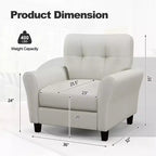 Costway Sedia imbottita moderna/poltrona per accentuare l'arredamento 1 o 2 pz, poltroncina stile Mid-Century con gambe in legno di gomma, colore beige