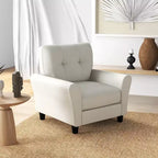 Costway Sedia imbottita moderna/poltrona per accentuare l'arredamento 1 o 2 pz, poltroncina stile Mid-Century con gambe in legno di gomma, colore beige