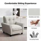 Costway Sedia imbottita moderna/poltrona per accentuare l'arredamento 1 o 2 pz, poltroncina stile Mid-Century con gambe in legno di gomma, colore beige