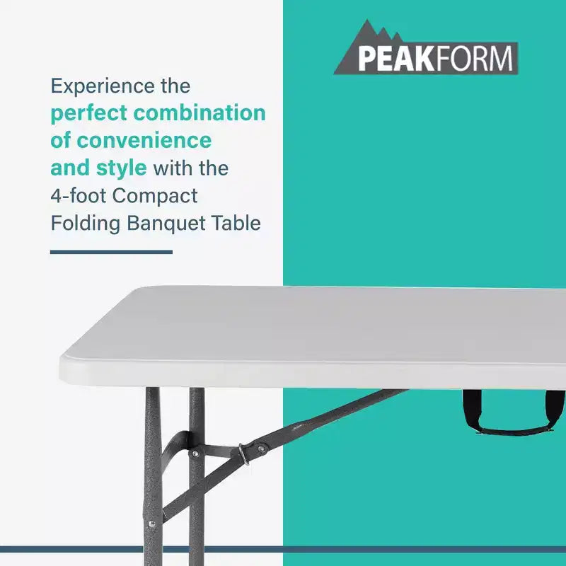 Peakform Tavolo da banchetto multiuso, leggero, pieghevole, resistente, con base sicura per eventi interni ed esterni, 120 cm, bianco