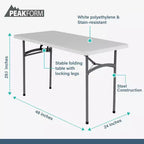 Peakform Tavolo da banchetto multiuso, leggero, pieghevole, resistente, con base sicura per eventi interni ed esterni, 120 cm, bianco