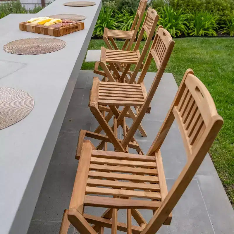 Sgabello pieghevole da bar Nordic Teak 30 Natural per interni/esterni - Beige