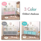 HOMLUX Libreria per bambini a 2 ripiani, Organizzatore di giocattoli, Armadietto per riporre oggetti, Espositore con 3 cassetti, Rosa/Grigio/Blu