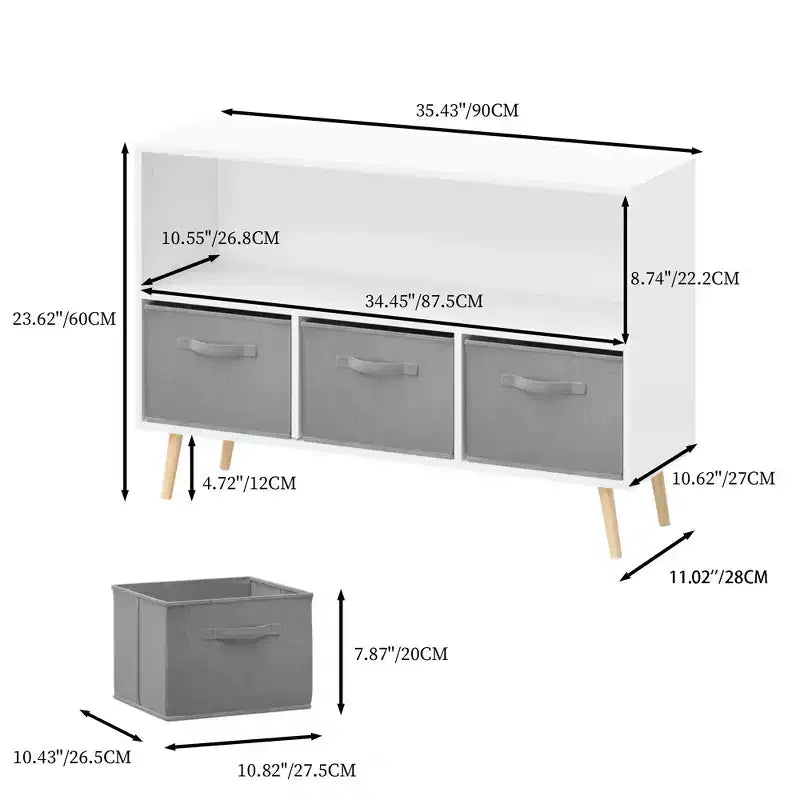 HOMLUX Libreria per bambini a 2 ripiani, Organizzatore di giocattoli, Armadietto per riporre oggetti, Espositore con 3 cassetti, Rosa/Grigio/Blu