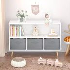 HOMLUX Libreria per bambini a 2 ripiani, Organizzatore di giocattoli, Armadietto per riporre oggetti, Espositore con 3 cassetti, Rosa/Grigio/Blu