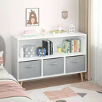 HOMLUX Libreria per bambini a 2 ripiani, Organizzatore di giocattoli, Armadietto per riporre oggetti, Espositore con 3 cassetti, Rosa/Grigio/Blu