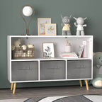 HOMLUX Libreria per bambini a 2 ripiani, Organizzatore di giocattoli, Armadietto per riporre oggetti, Espositore con 3 cassetti, Rosa/Grigio/Blu