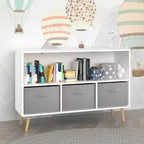 HOMLUX Libreria per bambini a 2 ripiani, Organizzatore di giocattoli, Armadietto per riporre oggetti, Espositore con 3 cassetti, Rosa/Grigio/Blu