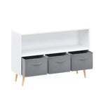 HOMLUX Libreria per bambini a 2 ripiani, Organizzatore di giocattoli, Armadietto per riporre oggetti, Espositore con 3 cassetti, Rosa/Grigio/Blu