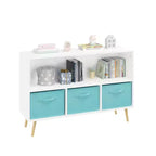 HOMLUX Libreria per bambini a 2 ripiani, Organizzatore di giocattoli, Armadietto per riporre oggetti, Espositore con 3 cassetti, Rosa/Grigio/Blu
