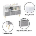 HOMLUX Libreria per bambini a 2 ripiani, Organizzatore di giocattoli, Armadietto per riporre oggetti, Espositore con 3 cassetti, Rosa/Grigio/Blu
