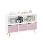 HOMLUX Libreria per bambini a 2 ripiani, Organizzatore di giocattoli, Armadietto per riporre oggetti, Espositore con 3 cassetti, Rosa/Grigio/Blu
