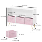 HOMLUX Libreria per bambini a 2 ripiani, Organizzatore di giocattoli, Armadietto per riporre oggetti, Espositore con 3 cassetti, Rosa/Grigio/Blu