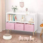 HOMLUX Libreria per bambini a 2 ripiani, Organizzatore di giocattoli, Armadietto per riporre oggetti, Espositore con 3 cassetti, Rosa/Grigio/Blu