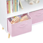 HOMLUX Libreria per bambini a 2 ripiani, Organizzatore di giocattoli, Armadietto per riporre oggetti, Espositore con 3 cassetti, Rosa/Grigio/Blu