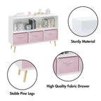 HOMLUX Libreria per bambini a 2 ripiani, Organizzatore di giocattoli, Armadietto per riporre oggetti, Espositore con 3 cassetti, Rosa/Grigio/Blu