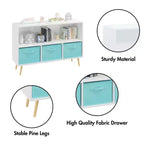 HOMLUX Libreria per bambini a 2 ripiani, Organizzatore di giocattoli, Armadietto per riporre oggetti, Espositore con 3 cassetti, Rosa/Grigio/Blu