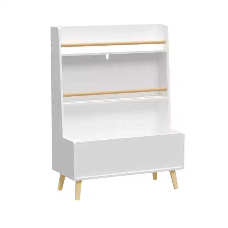 HOMLUX Scaffale per Libri per Bambini, Espositore per Libri e Riviste, Organizzatore Porta Giocattoli, Bianco