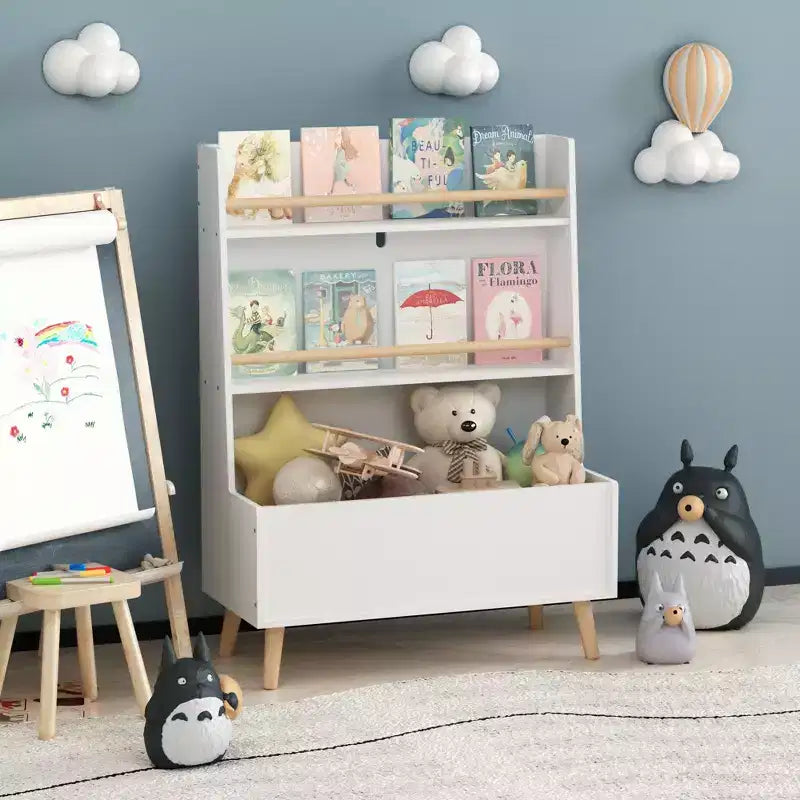 HOMLUX Scaffale per Libri per Bambini, Espositore per Libri e Riviste, Organizzatore Porta Giocattoli, Bianco